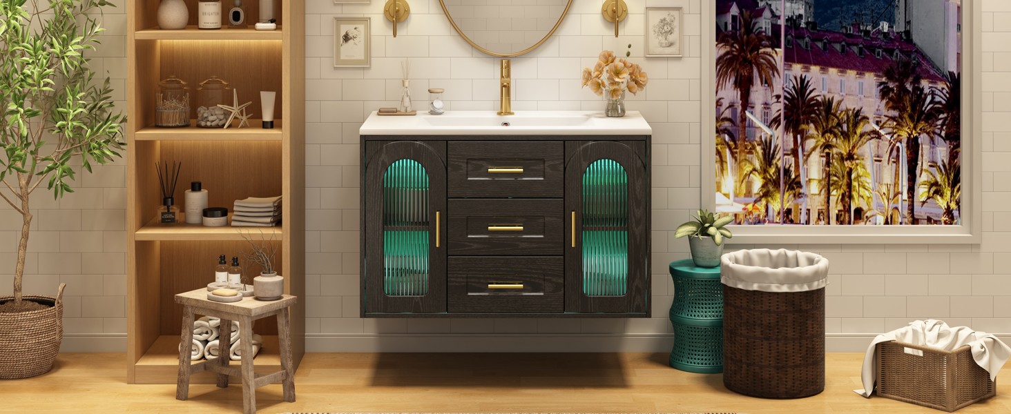 Meuble vasque noir vue 1