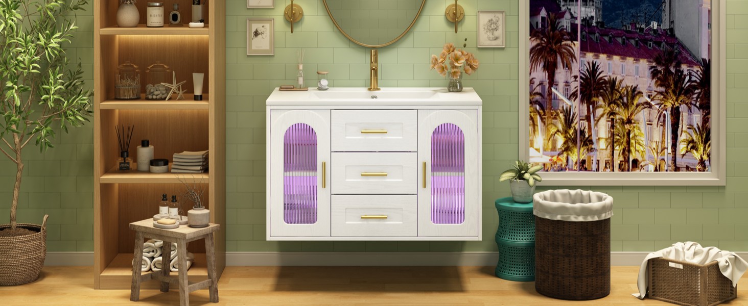 Meuble vasque blanc vue 1
