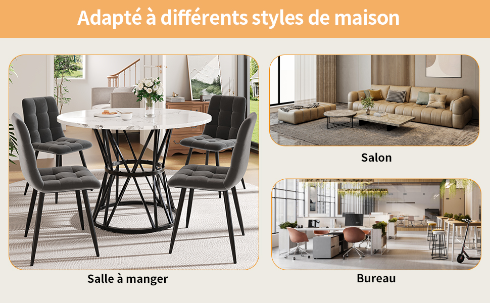 Table ronde noir 80x80 4p vue 4
