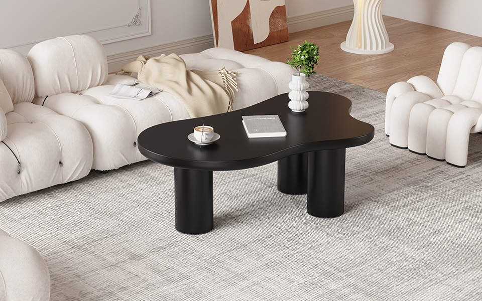 Table Basse Noir - Design Nuage - MDF - 107×66×40.5cm - Salon 5
