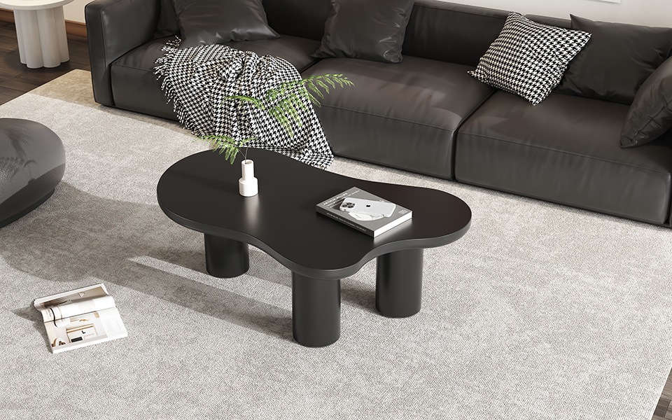 Table Basse Noir - Design Nuage - MDF - 107×66×40.5cm - Salon 6