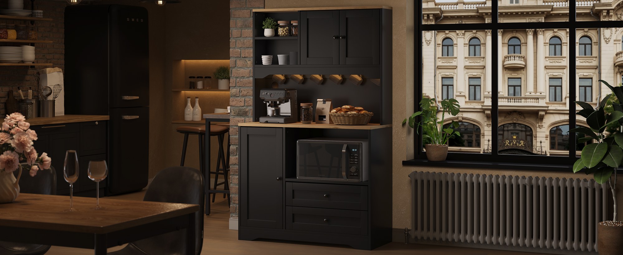Buffet haut de cuisine Noir, vue 1