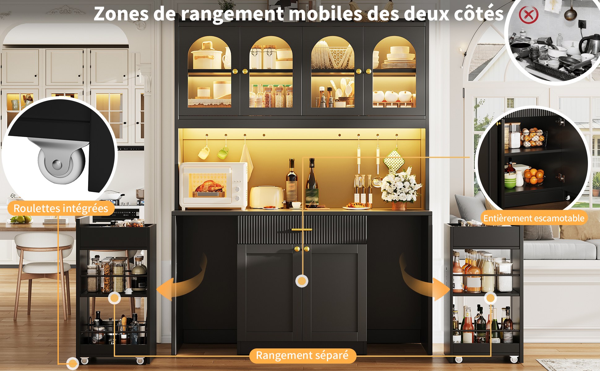 Buffet haut de cuisine Noir, vue 4