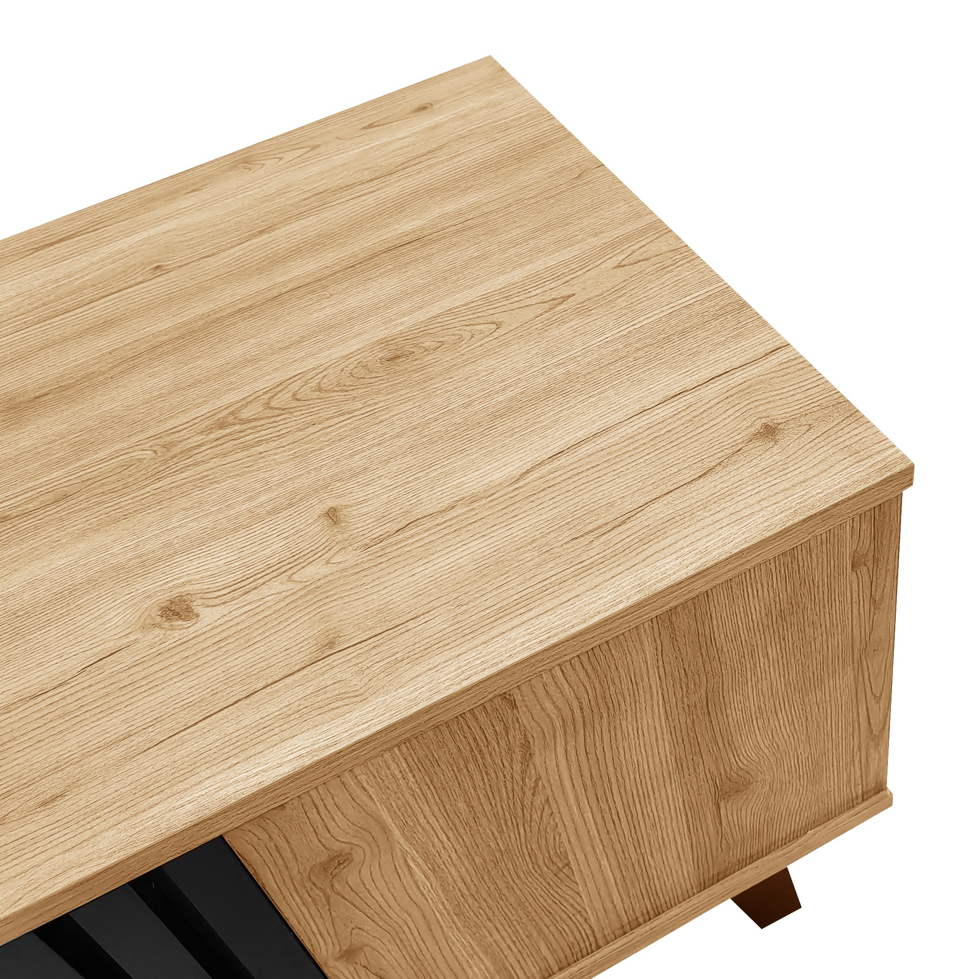 Table Basse Naturel, Rangement, Portes Vitrées, Design Moderne, Structure Robuste, Entretien Facile - 100x60x45cm - Salon 2