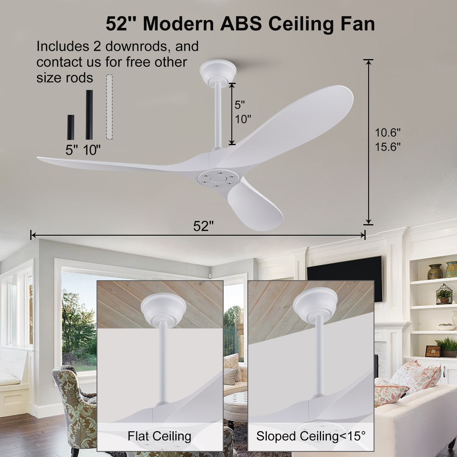 Ventilateur de plafond 132 cm 5