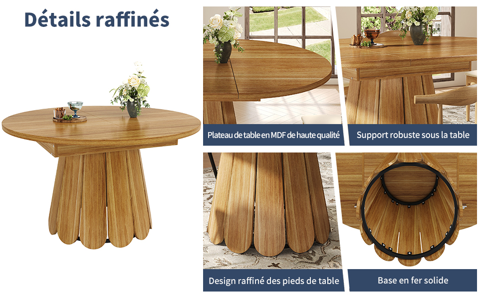 Table ronde brun vue 2