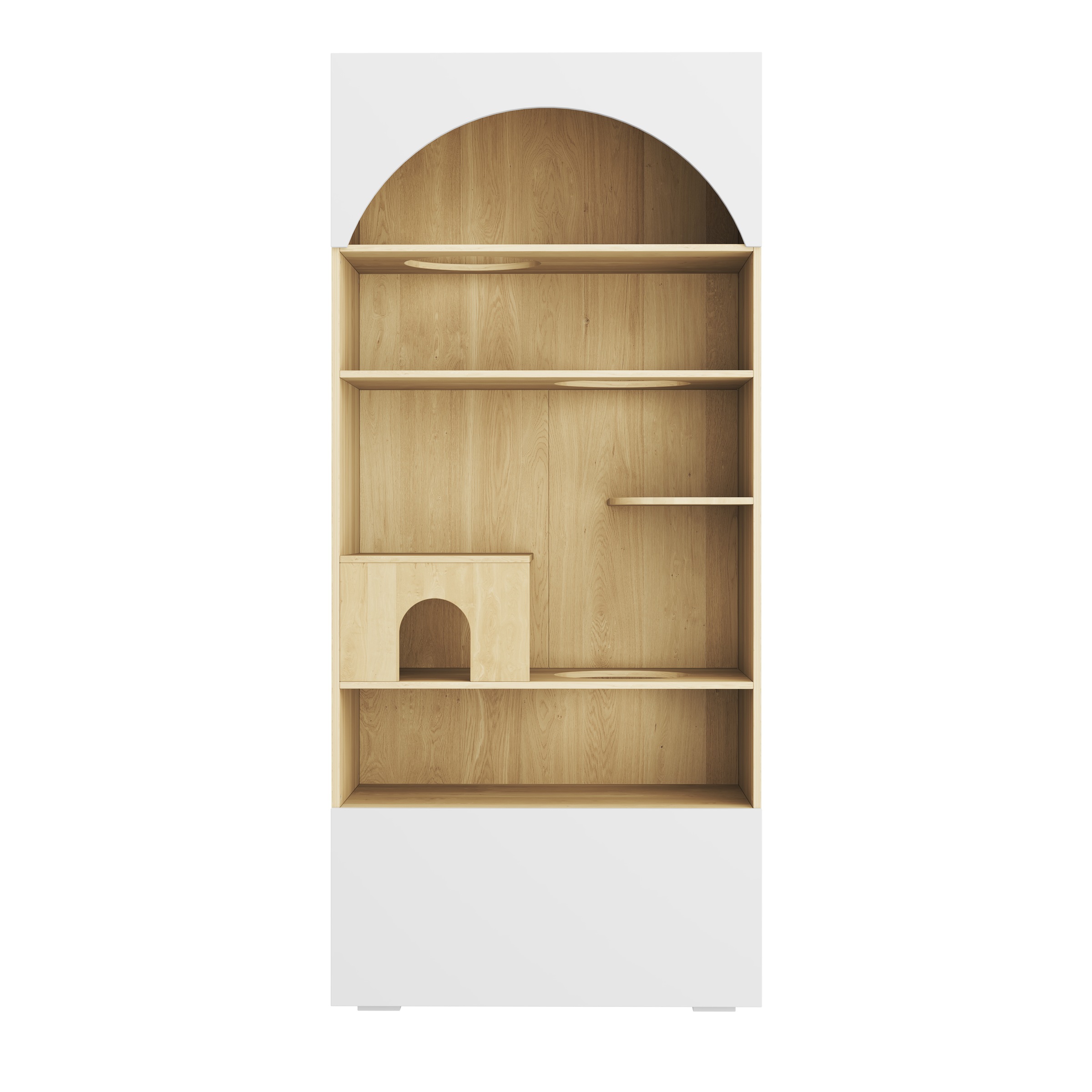 Armoire pour Chat Blanc et Bois, Mur d Escalade, Cachette Chat, Sans Coussin, Rangement - Particules et Bois - 90x50x200cm - Maison 1