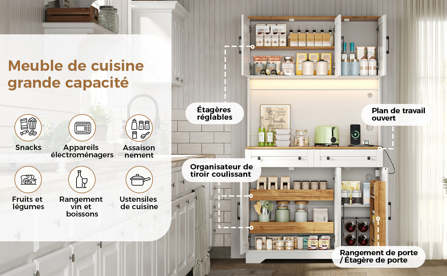 Buffet haut de cuisine Marron, vue 4