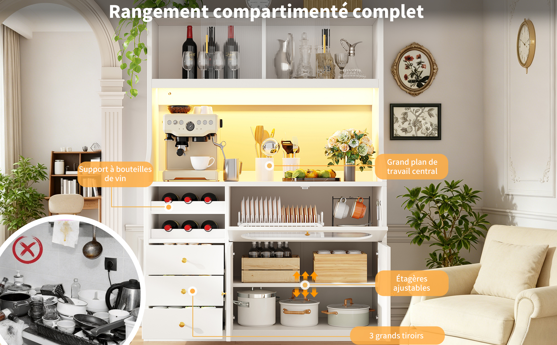 Buffet haut de cuisine Blanc, vue 4