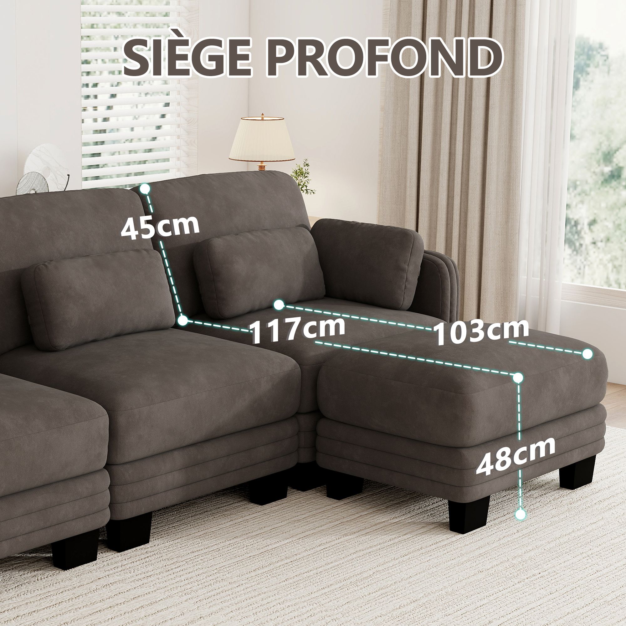 Canapé d’angle modulable marron