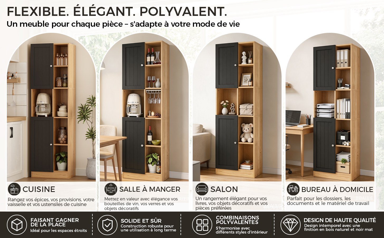 Buffet haut de cuisine Noir, vue 3