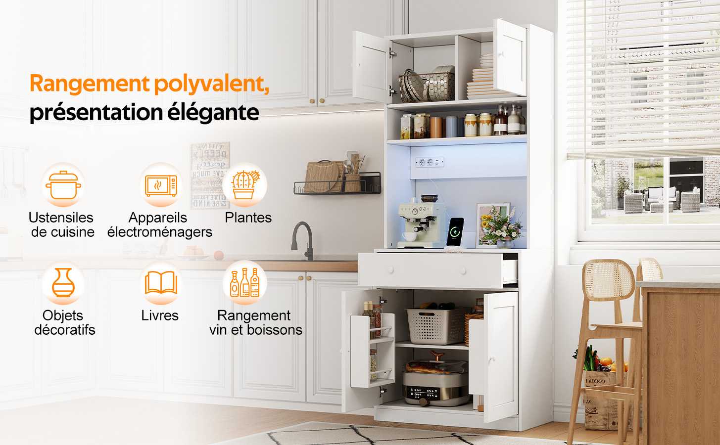 Buffet haut de cuisine Blanc, vue 4