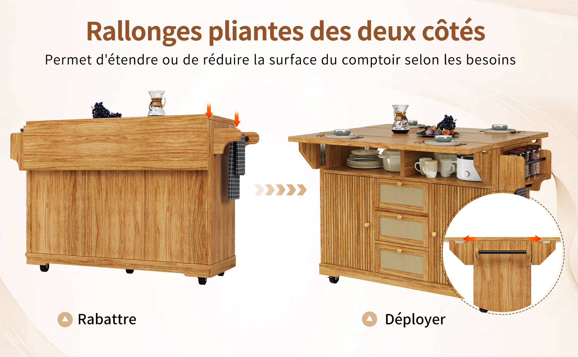 Table pliante brun vue 4