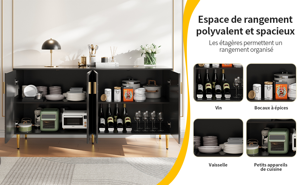Buffet de cuisine Noir, vue 3
