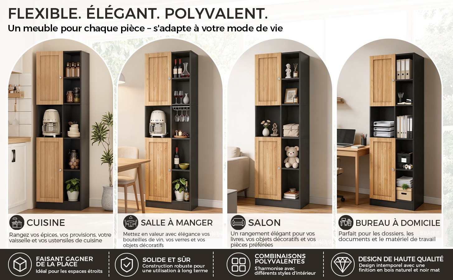 Buffet haut de cuisine Noir, vue 3