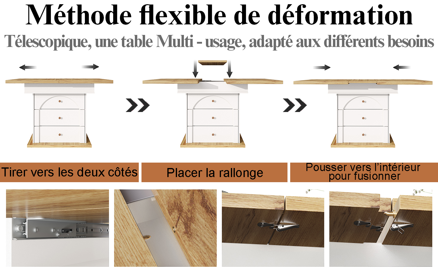 Table pliante naturel blanc vue 3
