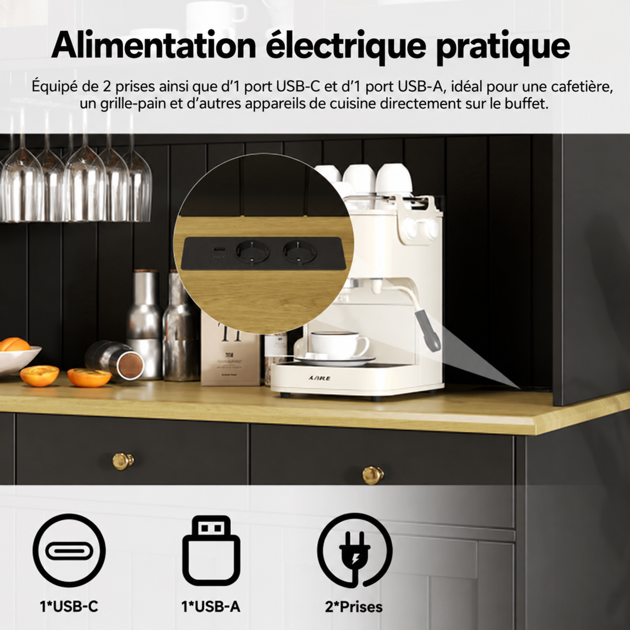 Schéma des dimensions du buffet haut