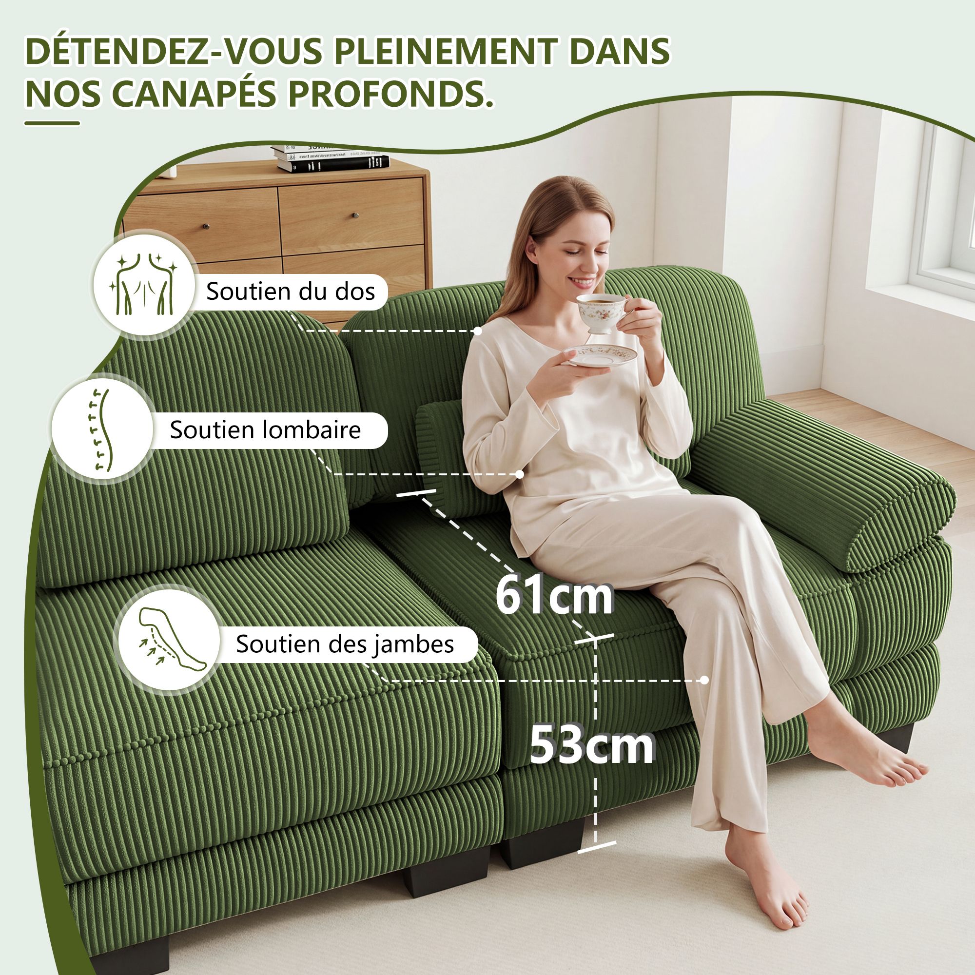 Vue complémentaire du canapé panoramique modulable