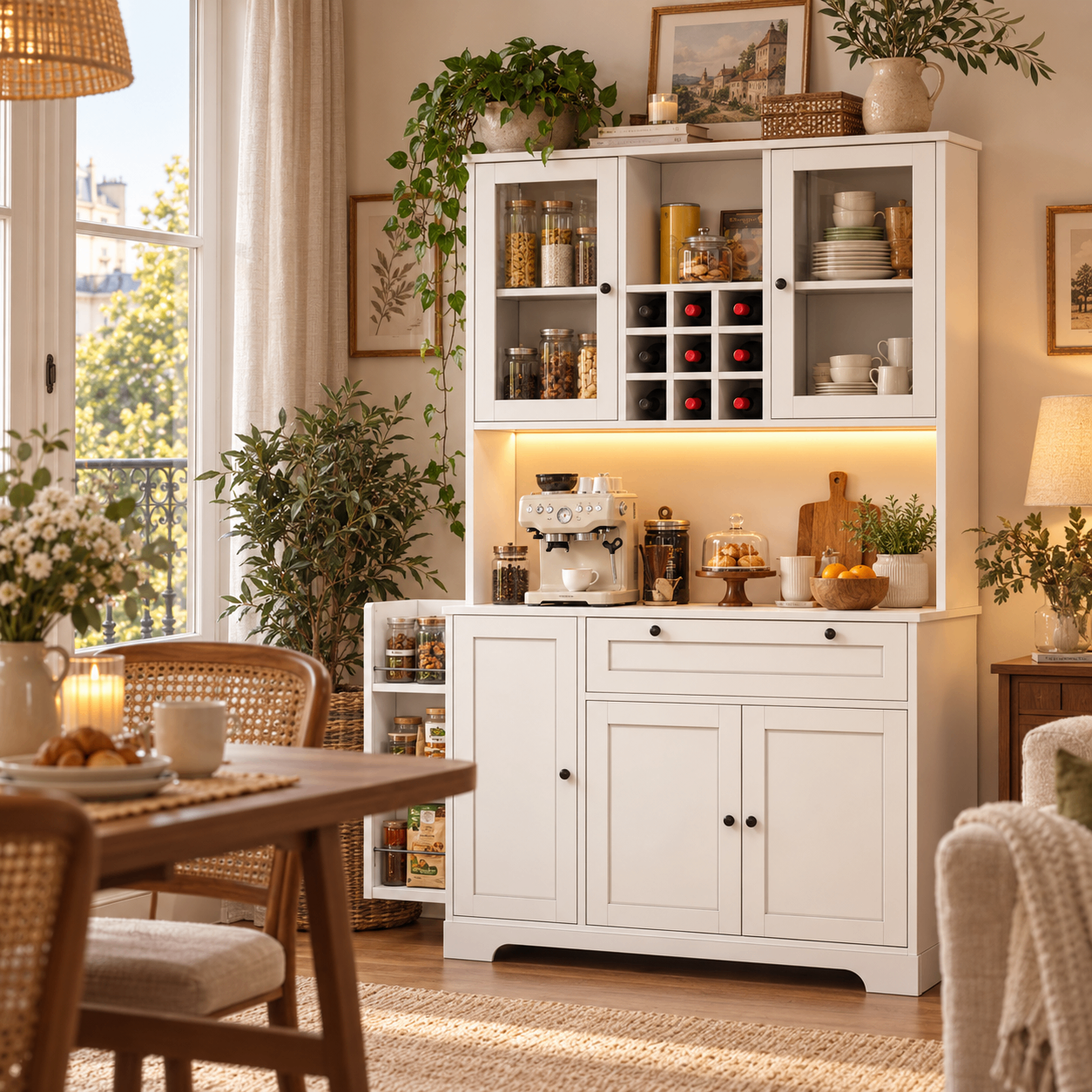 Meuble de cuisine haut avec LED et rangement