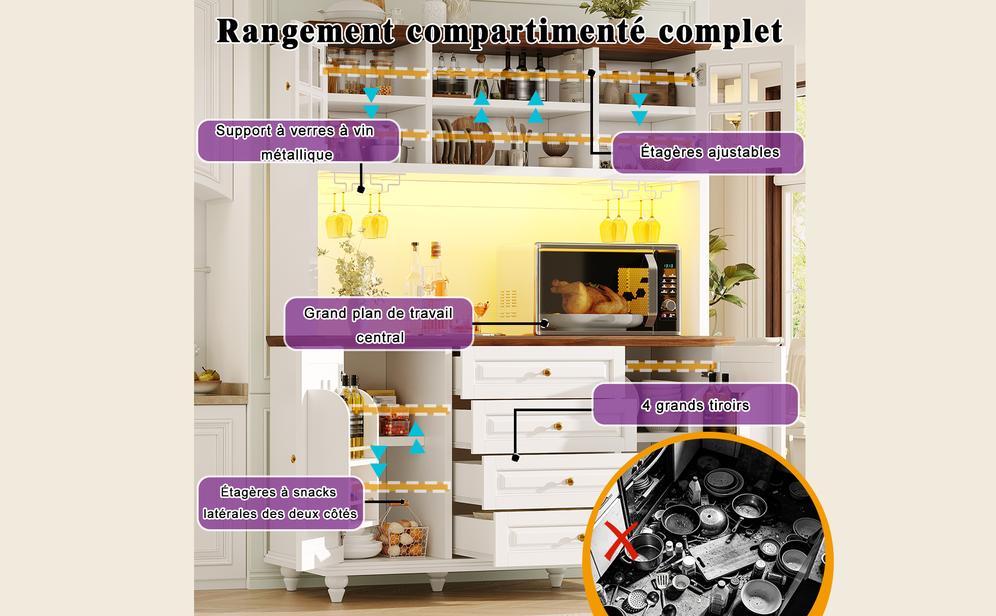 Buffet haut de cuisine Blanc, vue 4