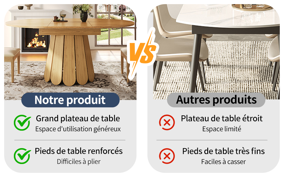 Table ronde natural wood vue 4
