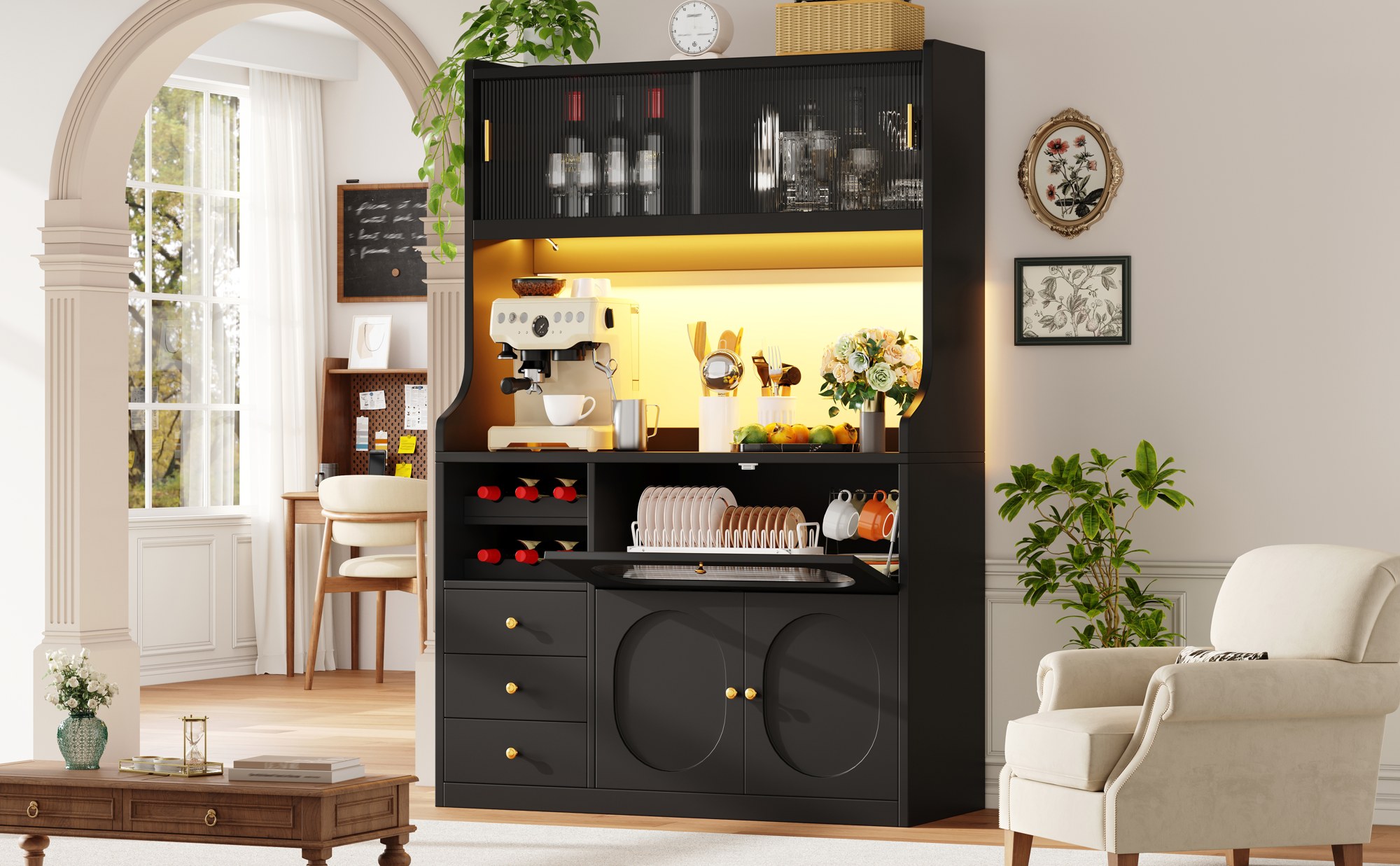 Buffet haut de cuisine Noir, vue 1