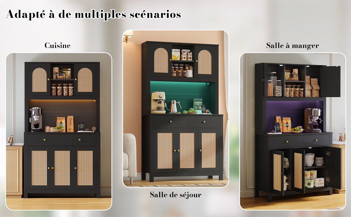 Buffet haut de cuisine Noir, vue 4