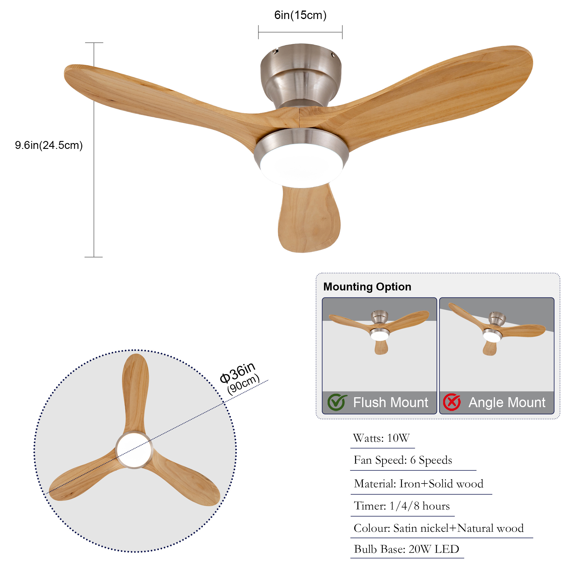 Ventilateur de plafond 90 cm 5
