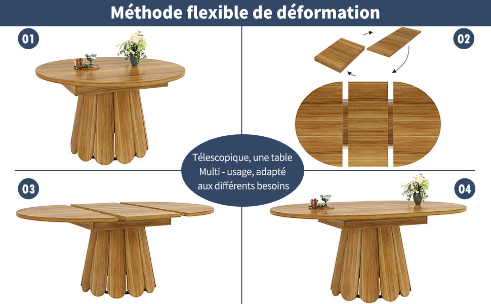 Table ronde brun vue 4