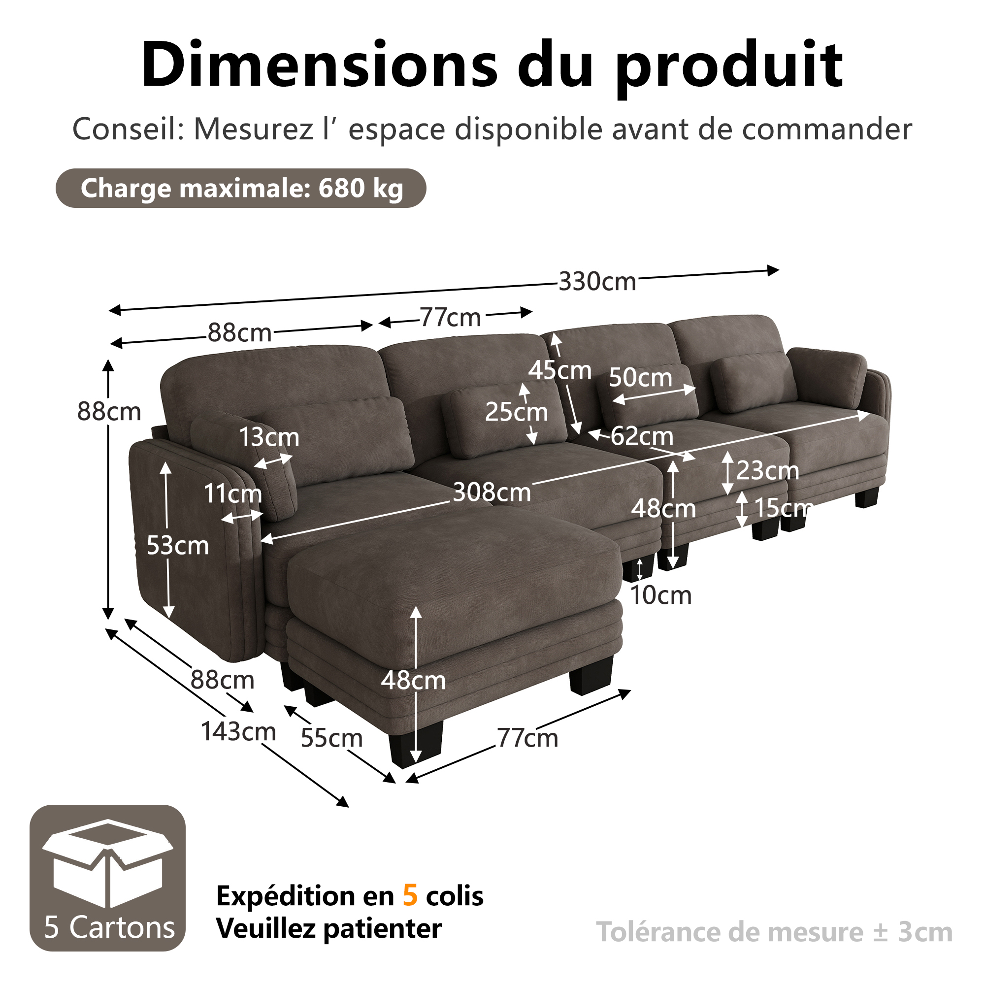 Fonctions du canapé d’angle modulable