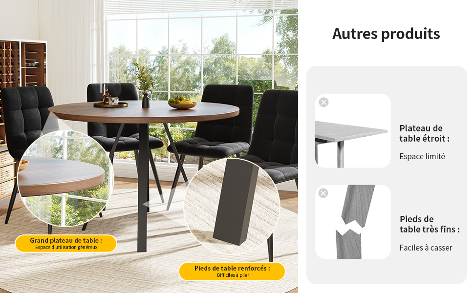 Table ronde noyer noir vue 3