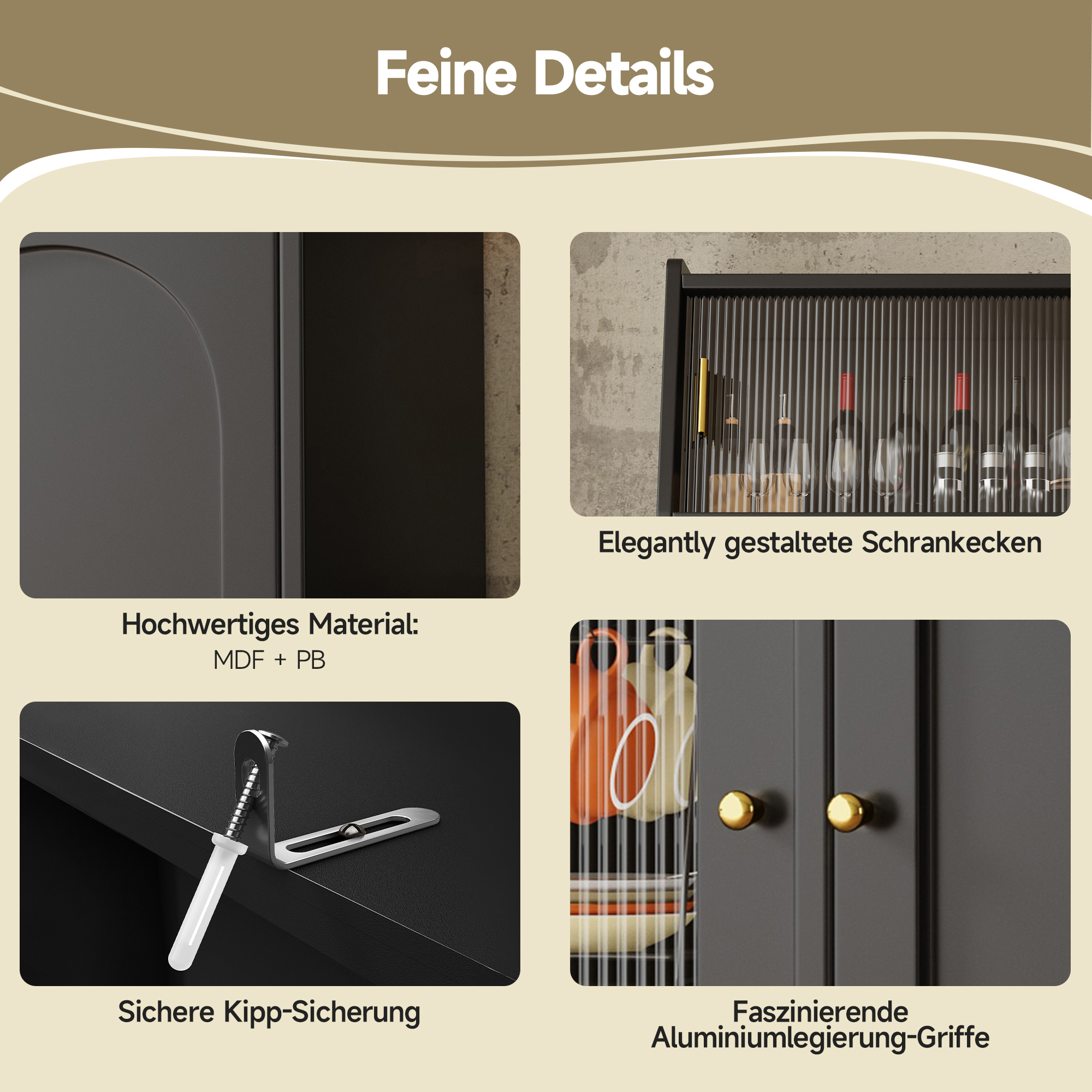 Buffet haut de cuisine Noir, vue 2