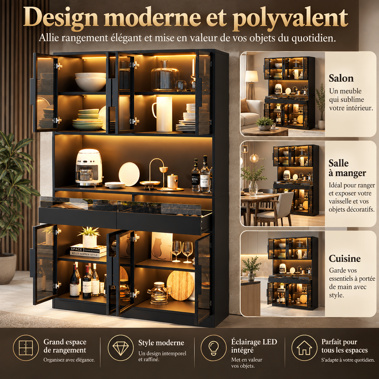 Vue détaillée de la vitrine LED