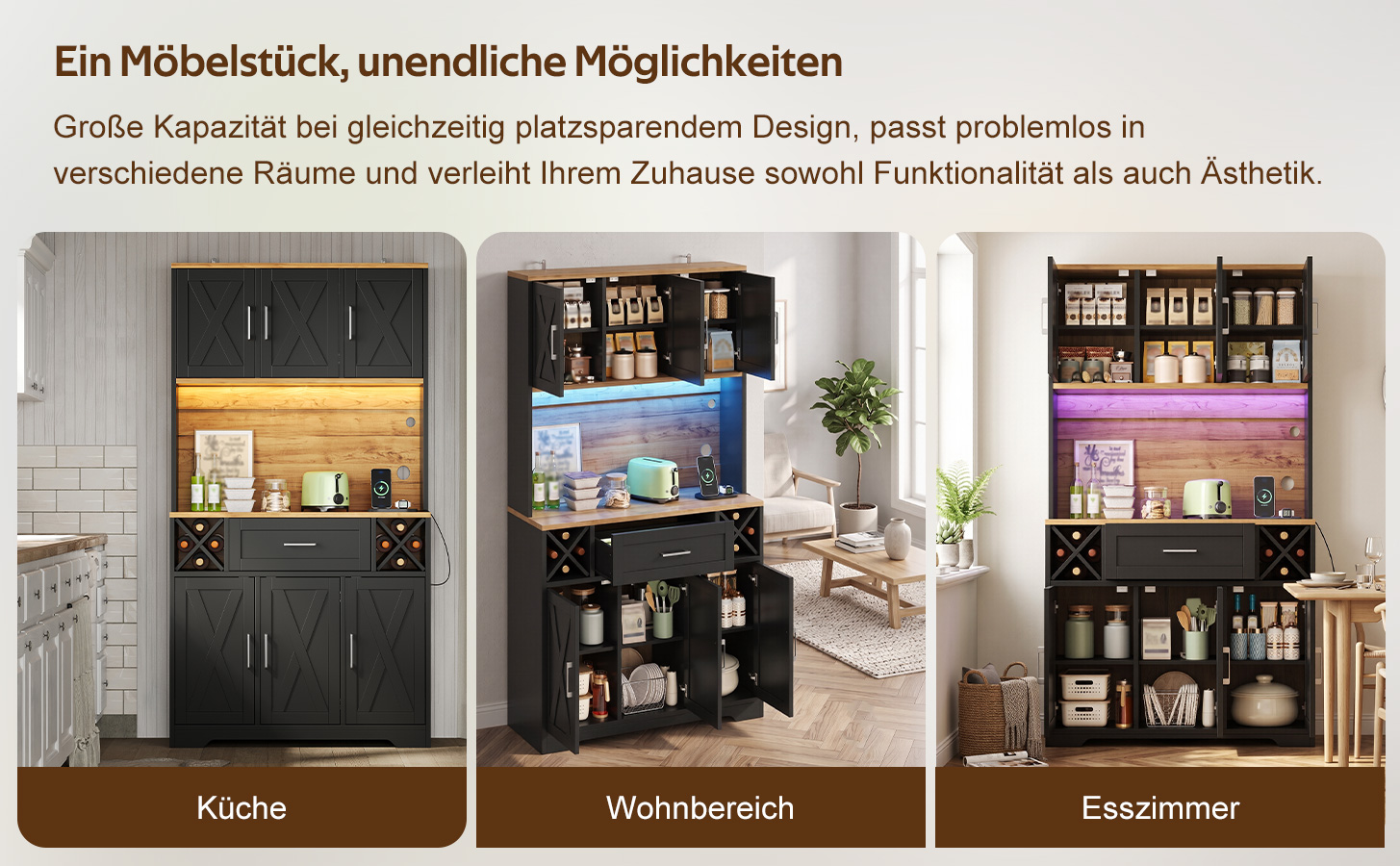 Buffet haut de cuisine Marron, vue 1