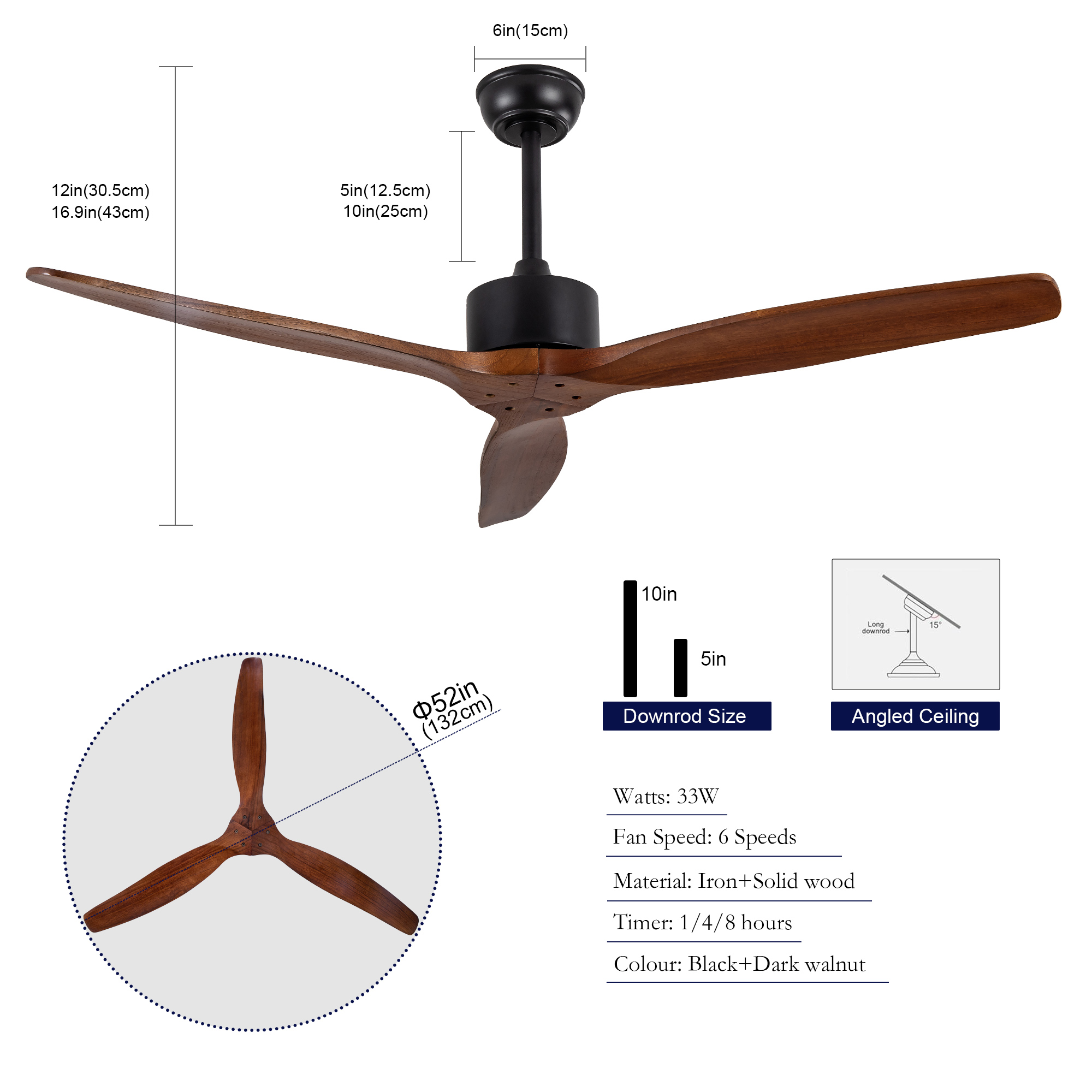 Ventilateur de plafond 132 cm 5