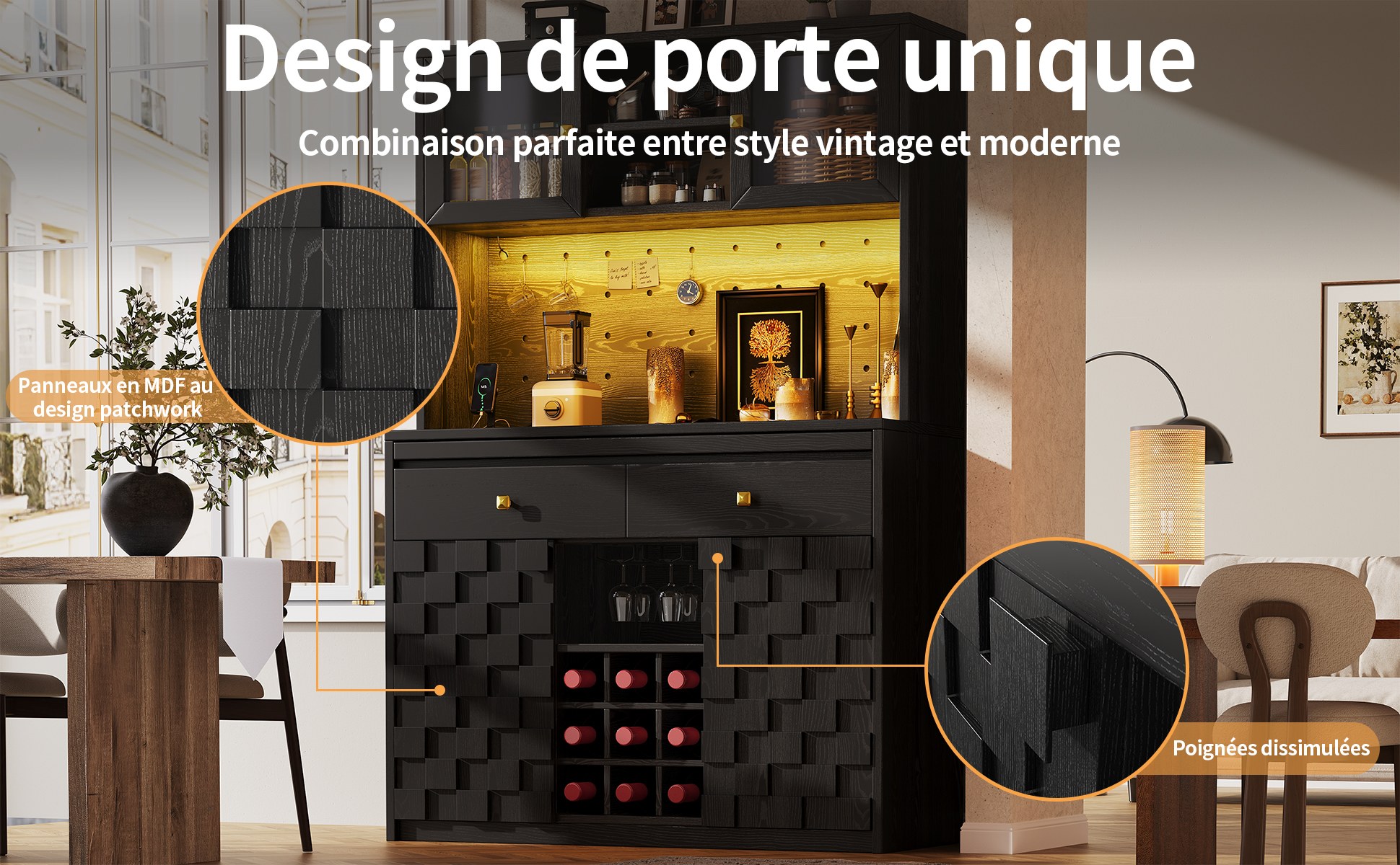 Buffet haut de cuisine Noir, vue 4