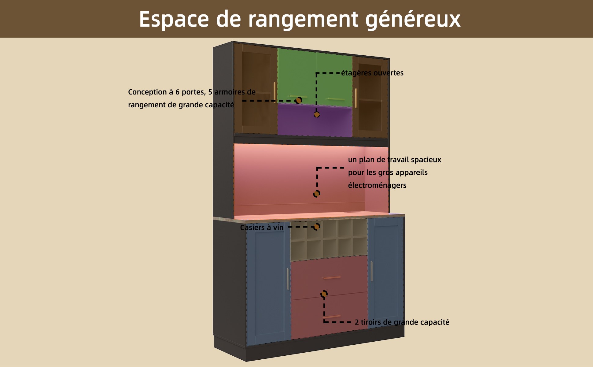 Buffet haut de cuisine Noir, vue 2