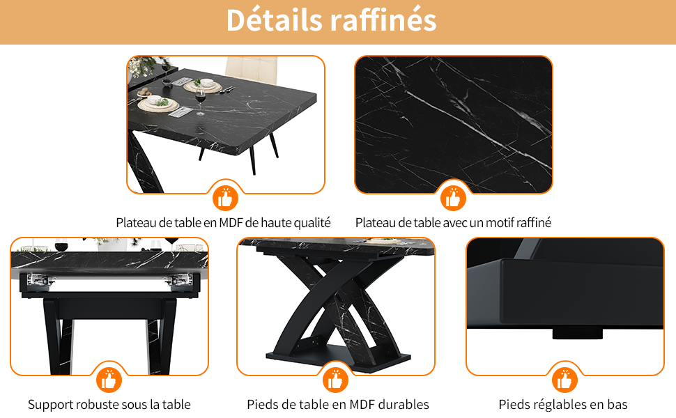 Table extensible noir 120cm vue 3