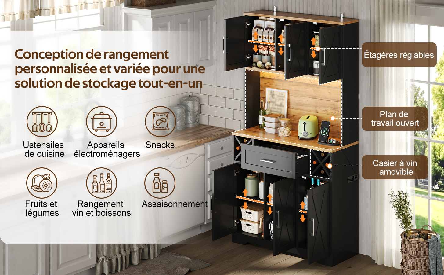 Buffet haut de cuisine Marron, vue 4