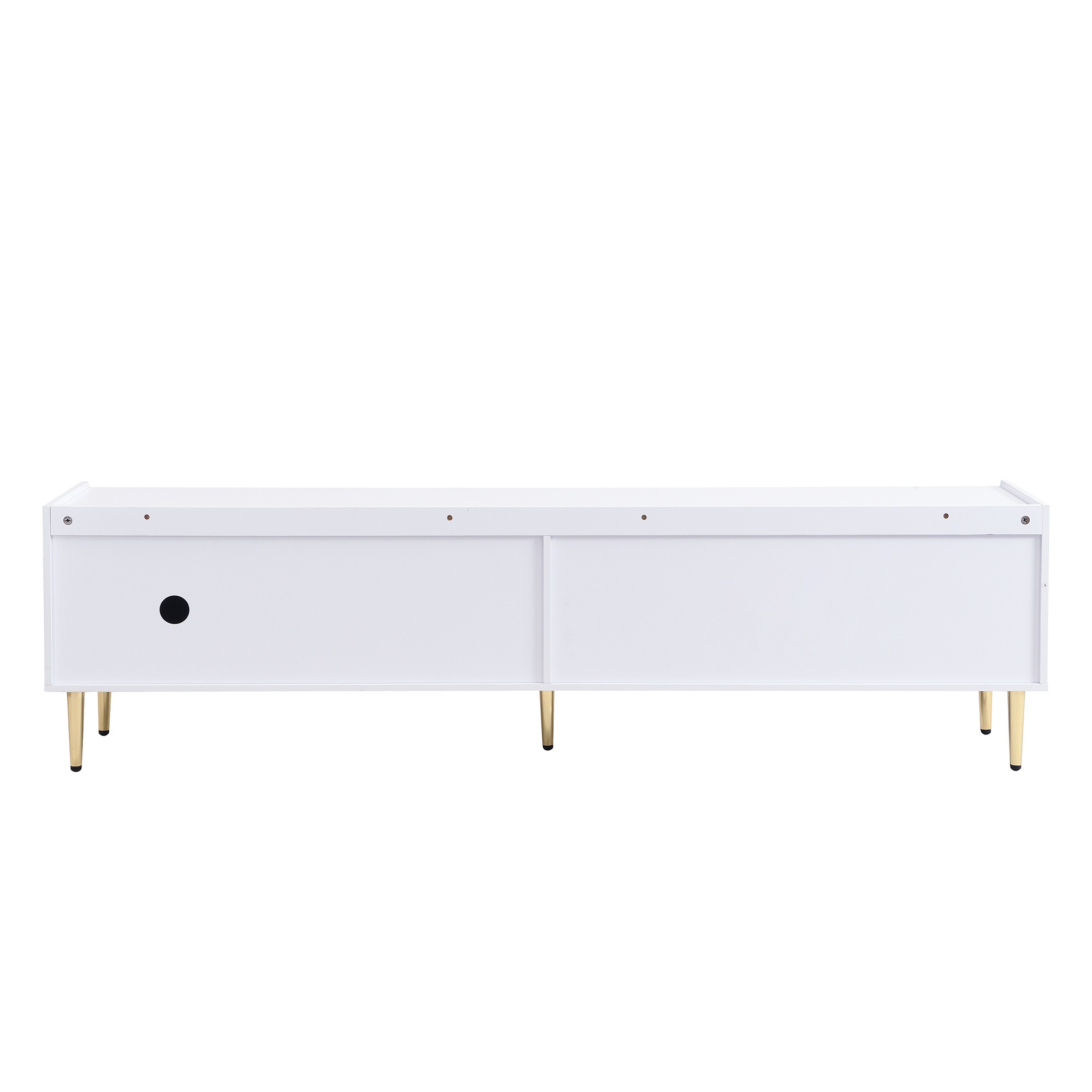 Meuble TV Blanc, Rangement, Gestion des Câbles, Design Moderne, Structure Robuste, Finition Haut de Gamme - MDF - 170x35x47.5cm 2