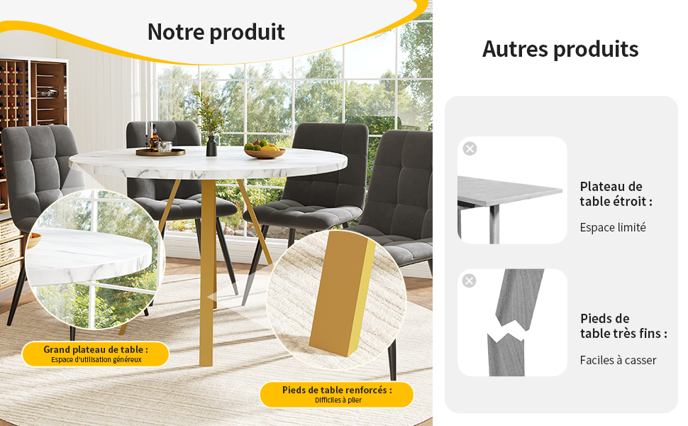 Table ronde blanc doré vue 3