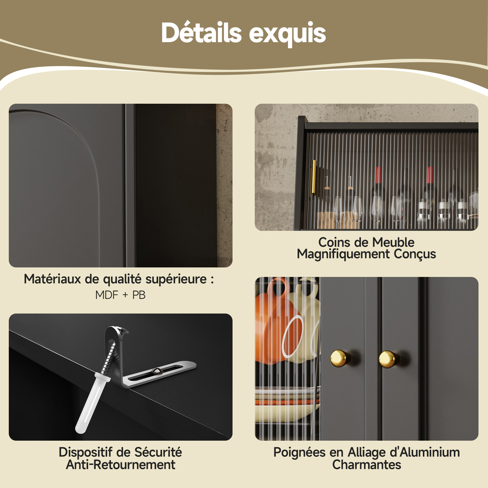 Buffet haut de cuisine Noir, vue 3