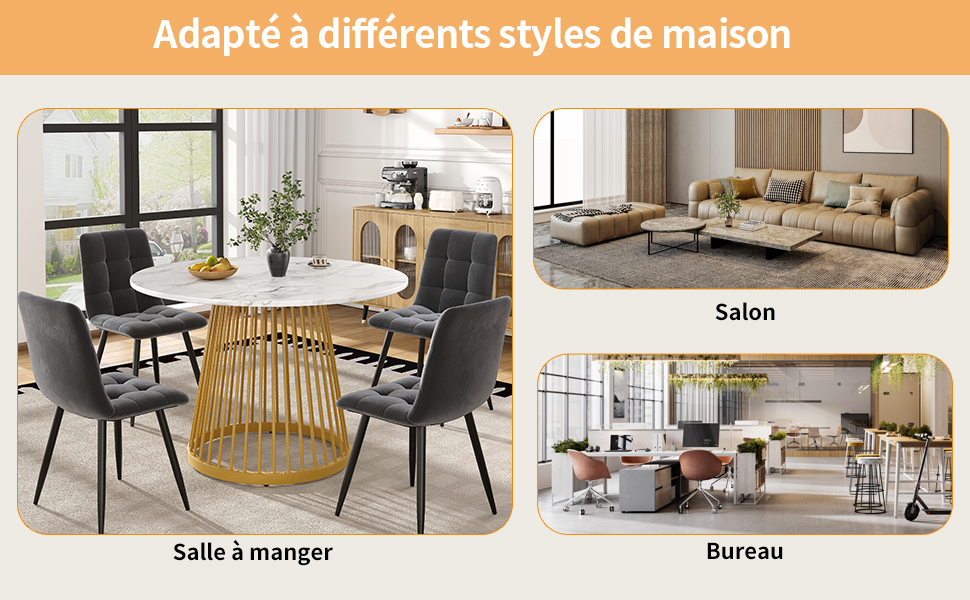 Table ronde doré blanc vue 4