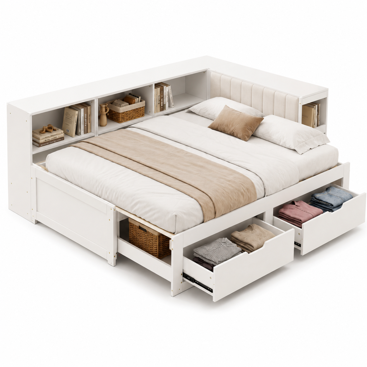 Design lit blanc moderne tout-en-un