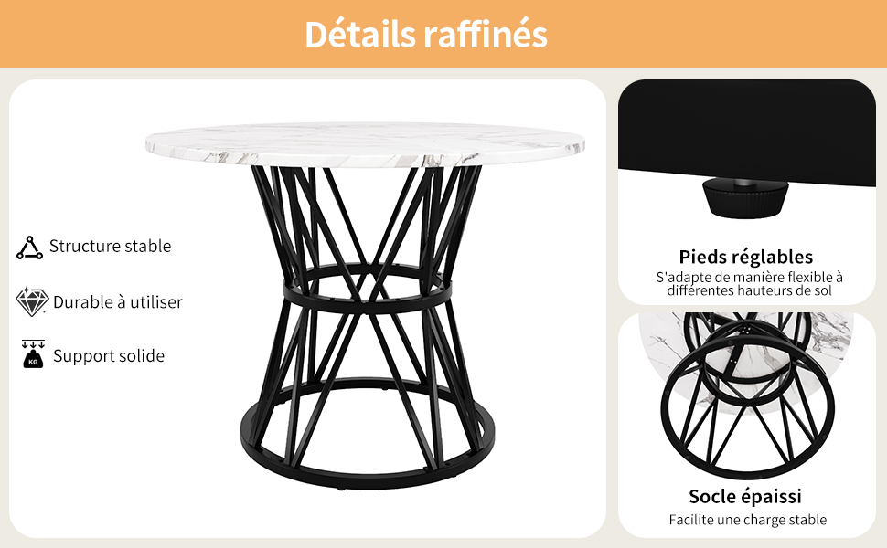 Table ronde noir 80x80 4p vue 3
