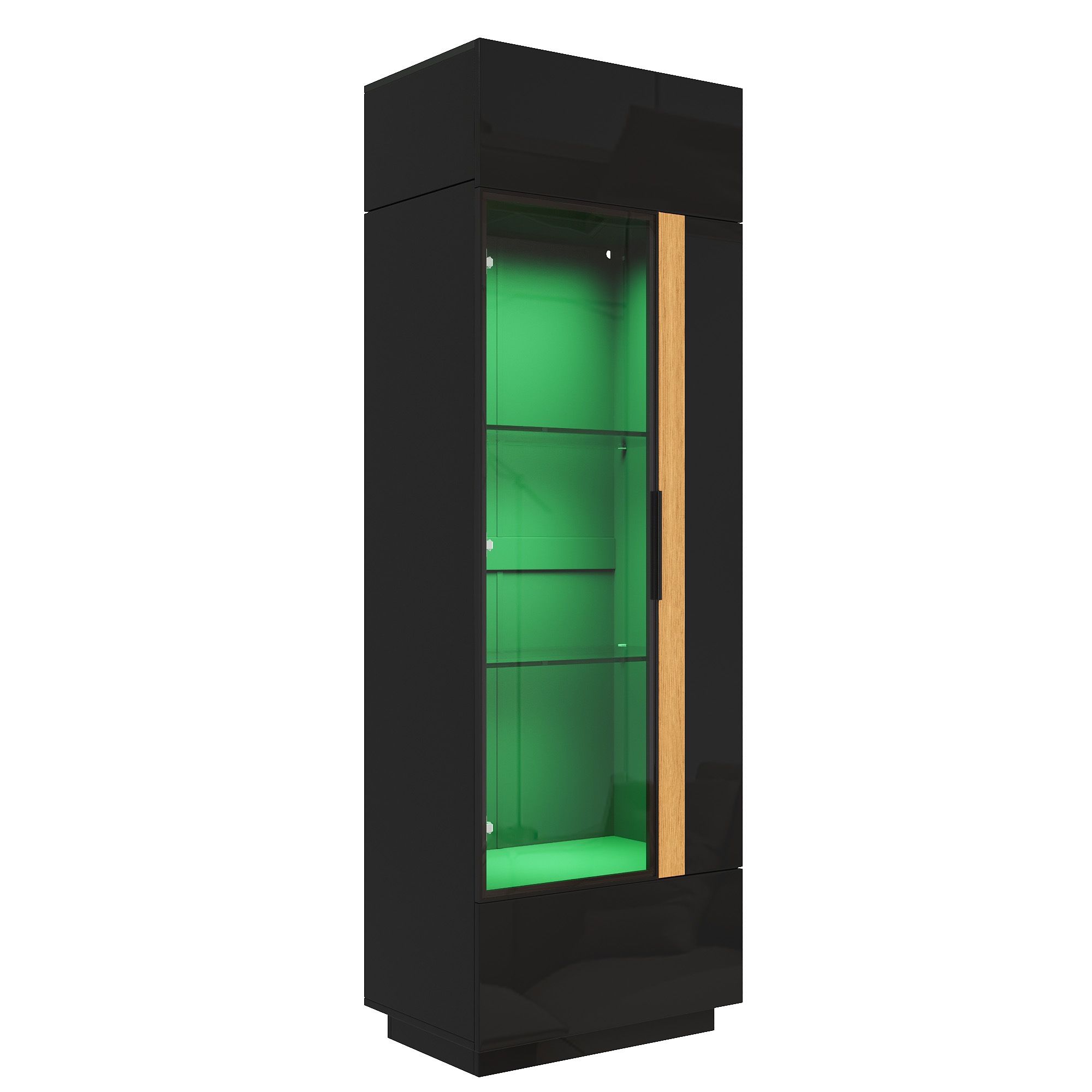 Vitrine Haute Noir - Éclairage LED, Portes, Portes en Verre, Éclairage Connecté - Panneaux de Particules - 60×40×180cm 4