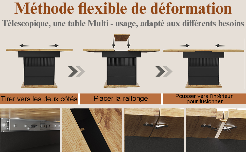 Table pliante noir naturel vue 2