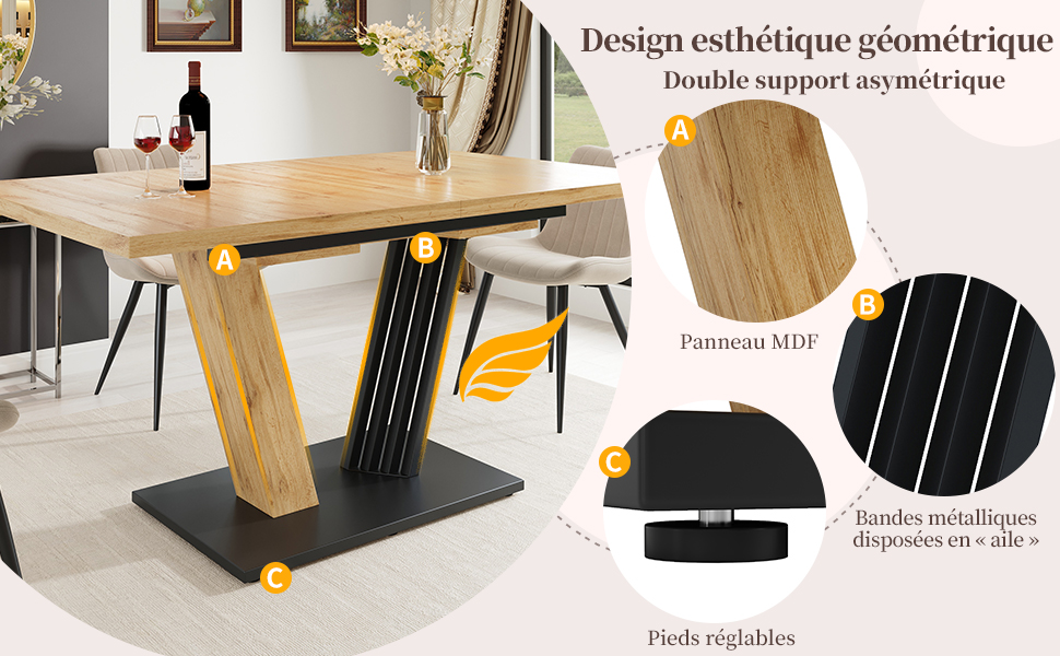 Table extensible bois 160 vue 3