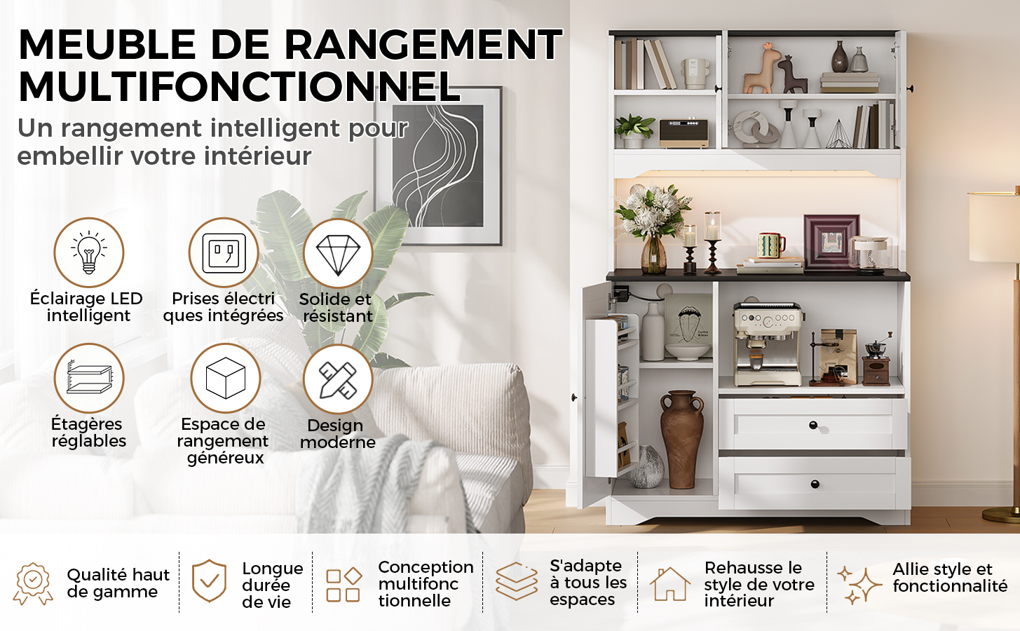 Buffet haut de cuisine Blanc, vue 2