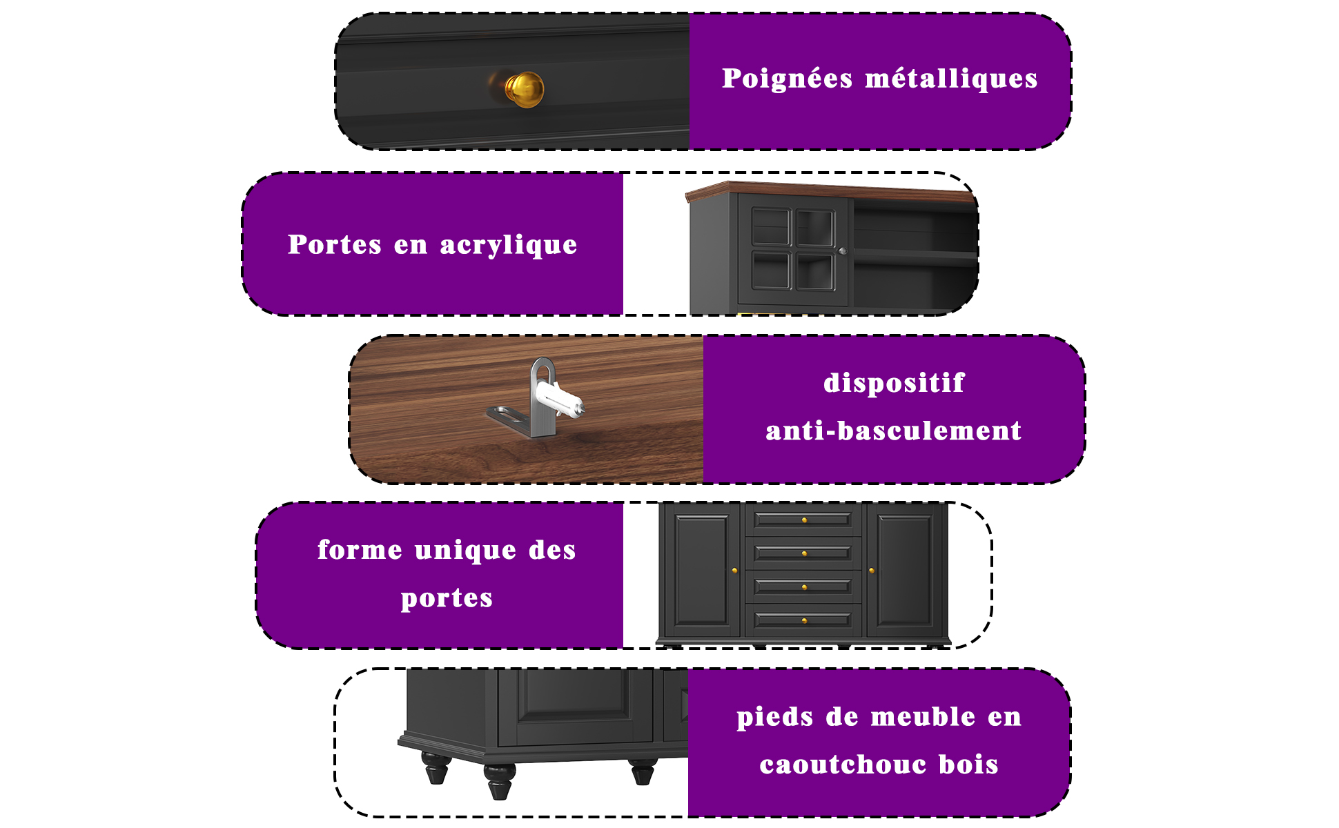Buffet haut de cuisine Noir, vue 2